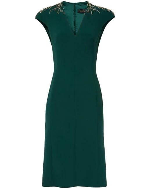Jenny Packham Green Ardila Crystal-Embellished Midi Dress