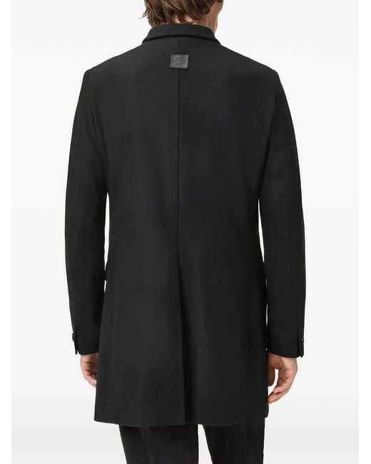 AllSaints Black Haydon High-Neck Single-Breasted Coat for men
