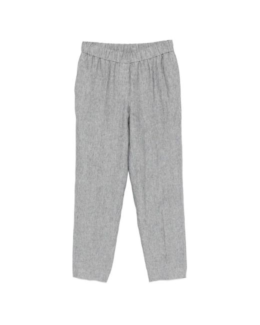 Peserico Gray Elasticated-Waistband Tapered Trousers