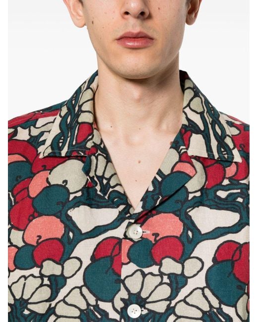 Bode Gray Abstract-Pattern Linen Shirt for men