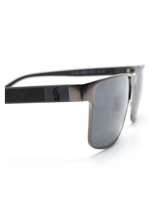 Polo Ralph Lauren Gray Rectangle-Frame Sunglasses for men