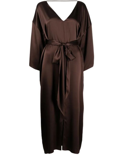 Vestido de seda con cuello en V Voz de color Black