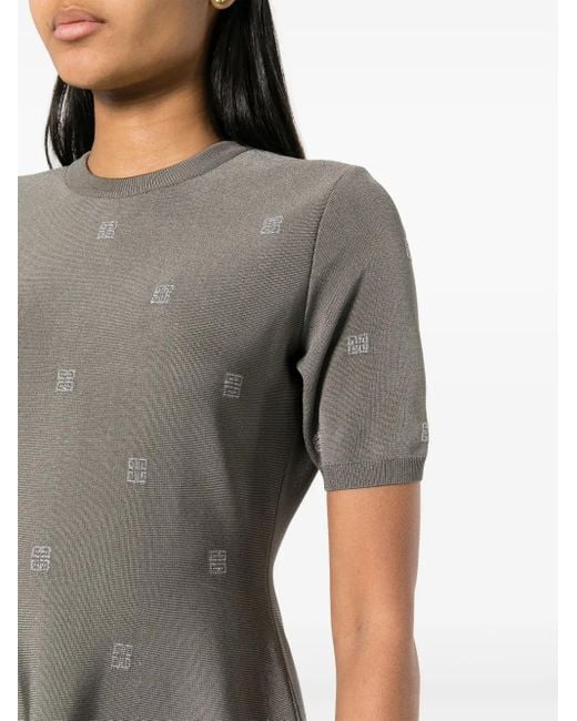 Givenchy Gray 4G-Motif Flared Minidress