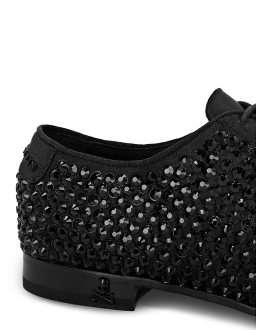 Philipp Plein Black Crystal-embellished Satin Oxford Shoes for men