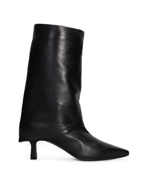 The Seller Black Fold-Over Pointed-Toe Boots