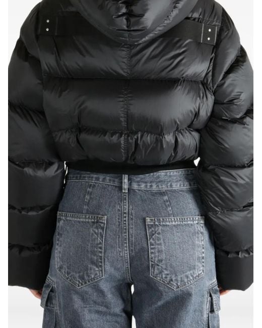 Rick Owens Jassen ,Zwart ,Leer Hooded Down Jacket in het Black