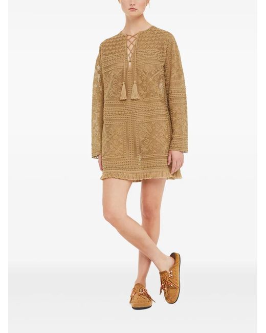 Alanui Natural Kiss By The Book Mini Dress