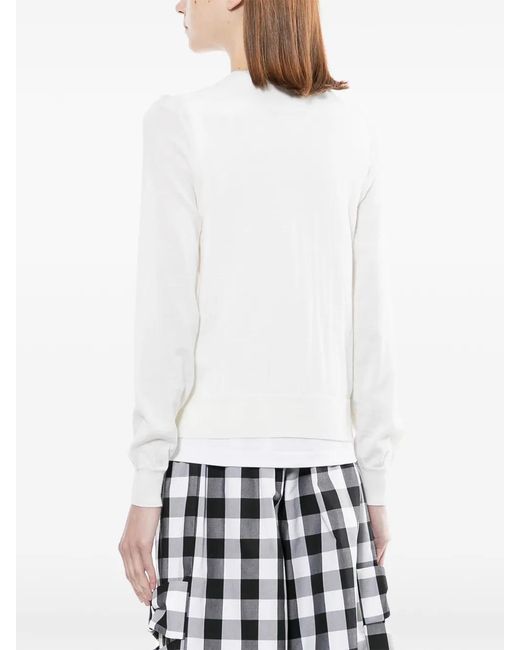 Comme des Garçons White Ribbon-Design Ruffle Cardigan