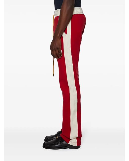 Rhude Red Logo-Print Cotton Track Pants for men