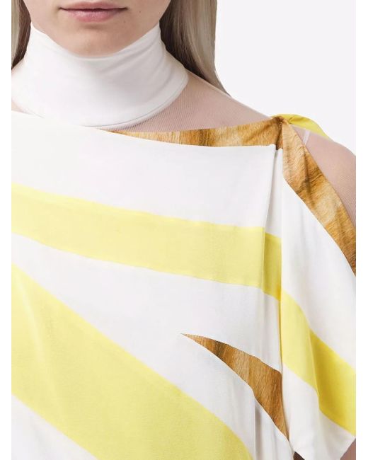 Burberry Metallic Flag And Animal Print Silk Asymmetric Dress