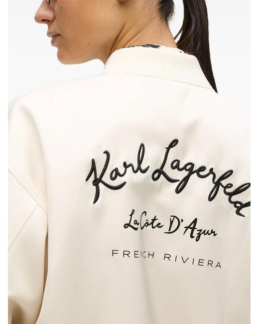 Karl Lagerfeld White Côte D'Azur Long-Sleeve Bomber Jacket