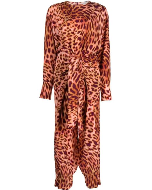 Stella McCartney Red Animal-Print Tie-Waist Jumpsuit