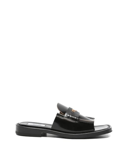 Moschino Black Silk And Nylon Open Sandals