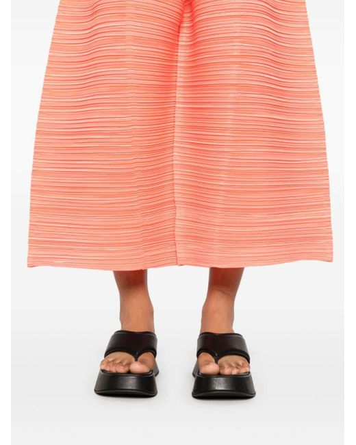 Pleats Please Issey Miyake Orange Sheer Bounce Cropped Trousers