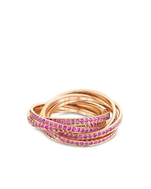 SHAY Pink 18K Rose Rolling Orbit Sapphires Ring