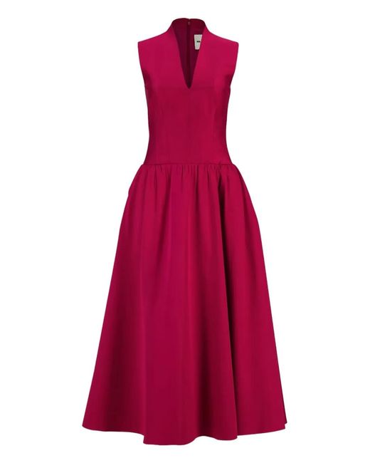 Roland Mouret Red Taffeta Ball-Skirt Dress