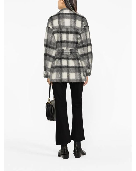 IRO Gray Pamae Checked Belted Coat