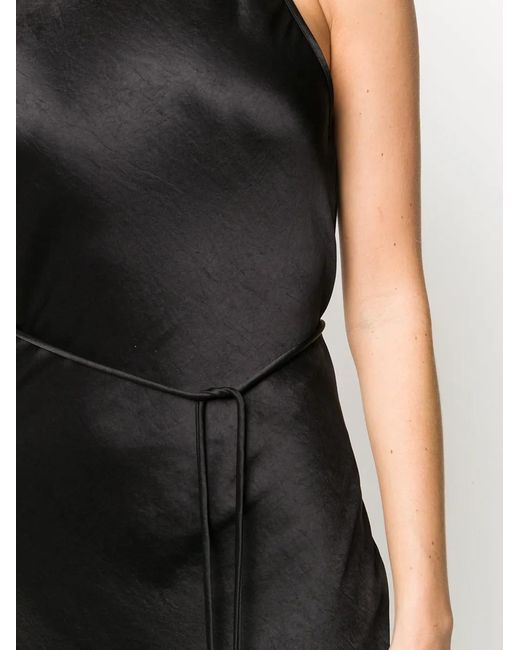 Nanushka Black Narita Laced Back Slip Dress