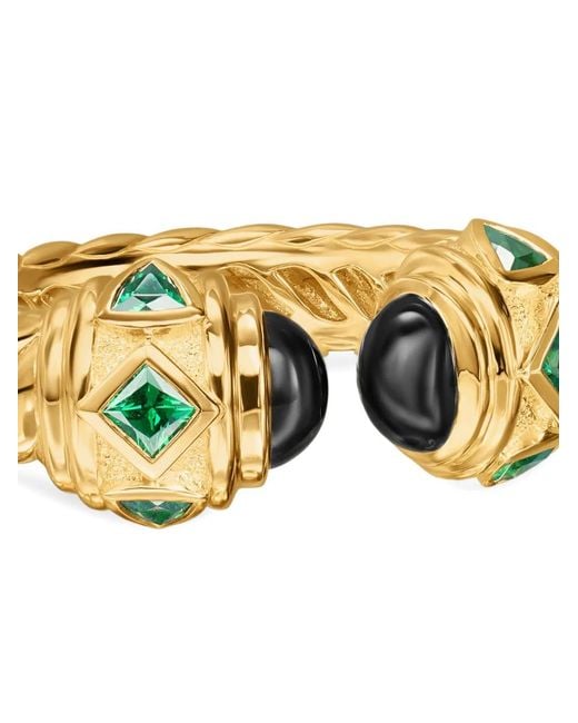 David Yurman Metallic 18K Renaissance Onyx And Tsavorite Ring