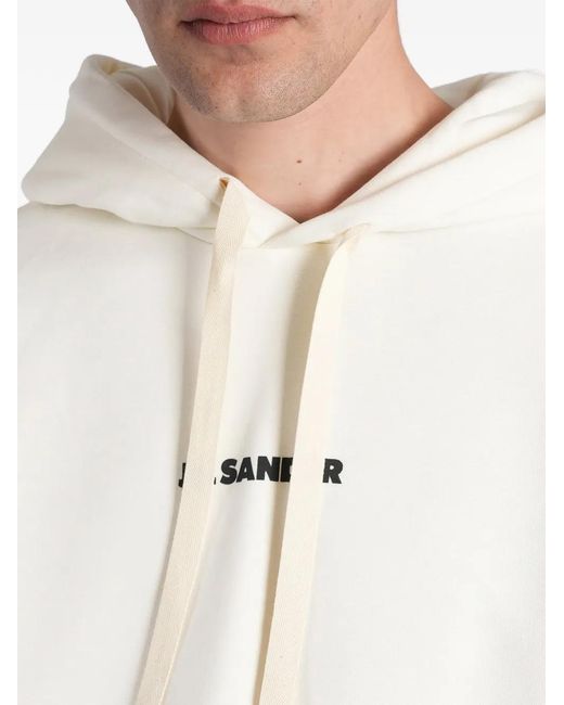 Jil Sander White Hoodie À Logo Imprimé for men