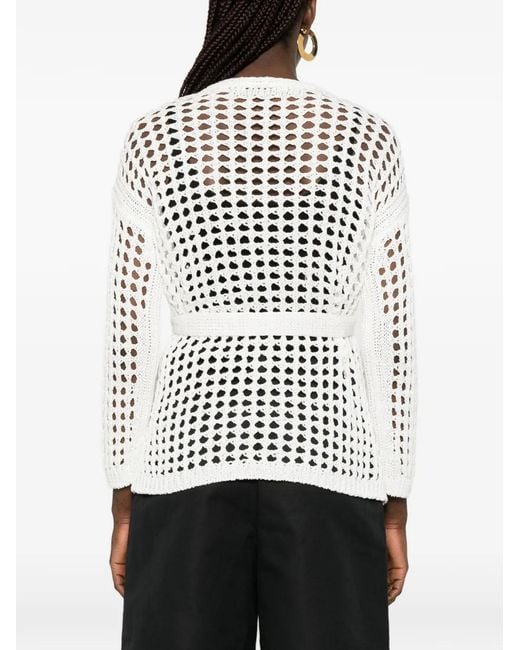 Max Mara White Mxpgelo Openwork Cardigan