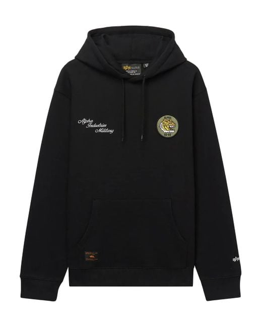 Felpa Con Cappuccio di Alpha Industries in Black da Uomo