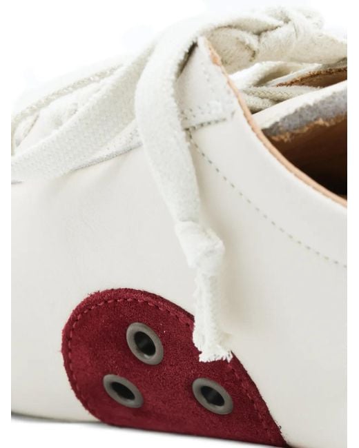 Uma Wang White Suede-Panelled Lace-Up Sneakers