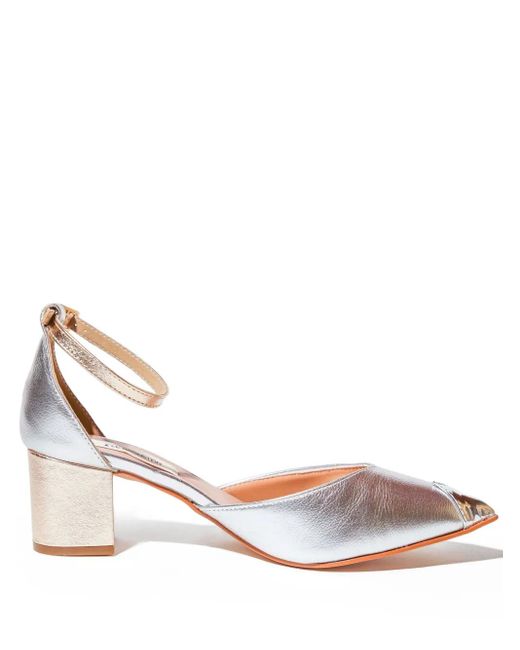 Lethicia Bronstein Metallic Pointed-Toe Ankle-Strap Shoes