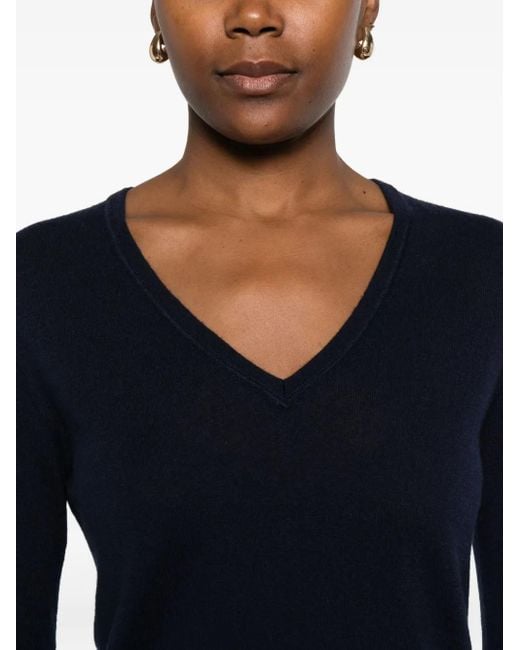 Majestic Filatures Blue V-Neck Long-Sleeve Sweater