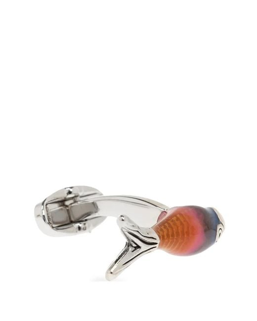 Paul Smith White Artist Stripe Fish Cufflinks for men