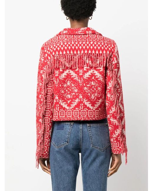 Forte Forte Red Jacquard-Jacke Mit Fransen