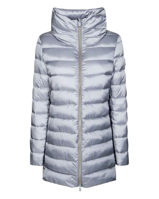 Save The Duck Blue Lydia High-Neck Quilted Coat