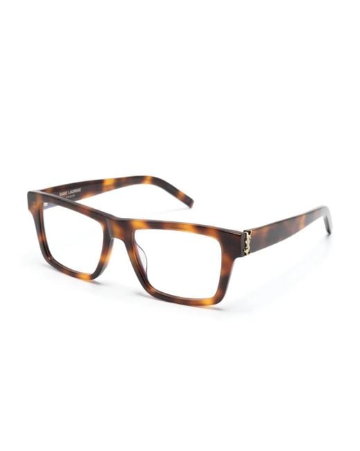 Saint Laurent Brown Tortoiseshell Square-Frame Glasses