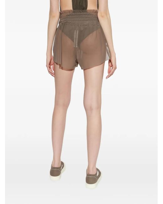 Rick Owens Gray Shirred-Detail Shorts