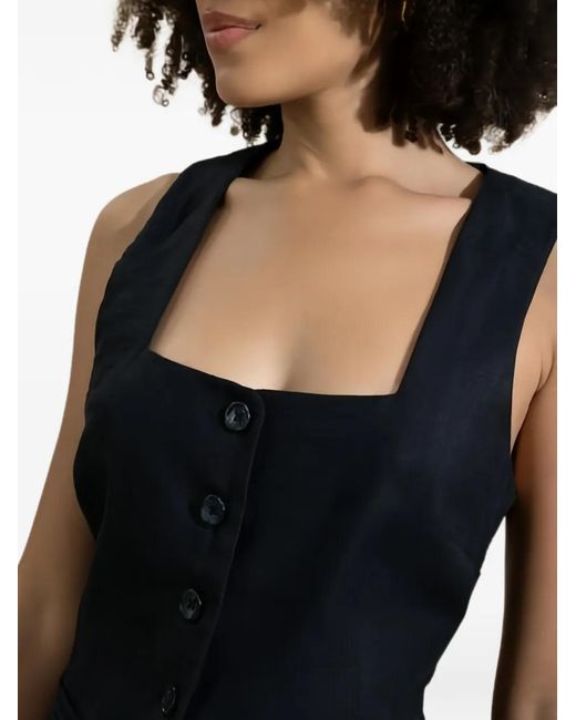 Faithfull The Brand Black Jackie Button-Up Waistcoat