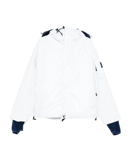 Stone Island White Logo-Patch Coat for men