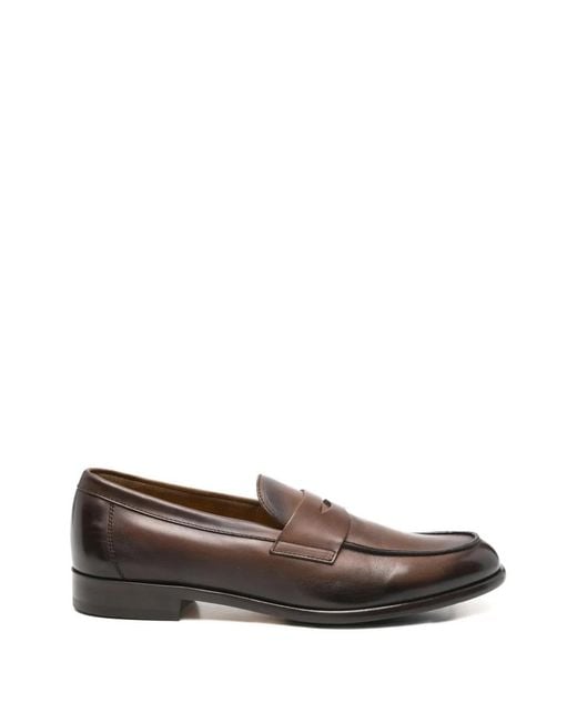 Doucal's Brown Polished Leather Loafers for men