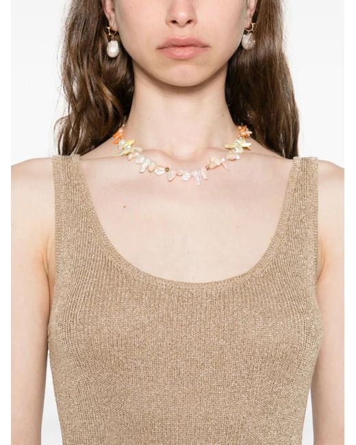 Mc2 Saint Barth White Metallic-Threading Midi Dress
