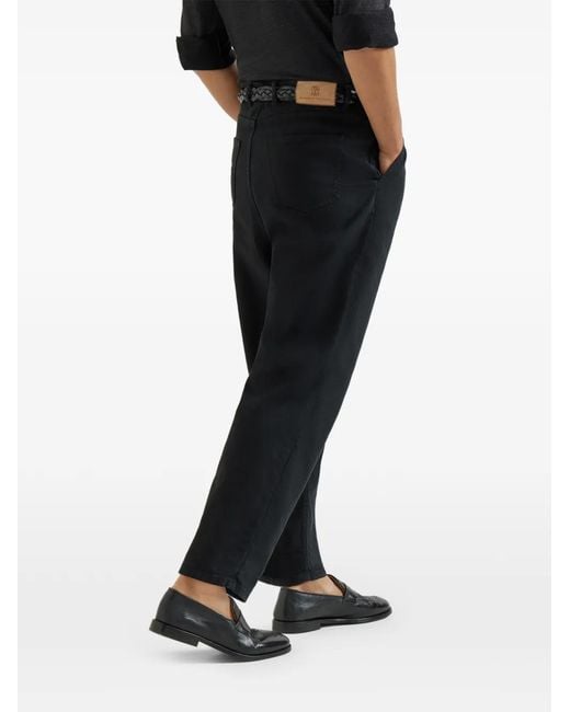 Brunello Cucinelli Black Double-Pleats Five-Pocket Trousers for men