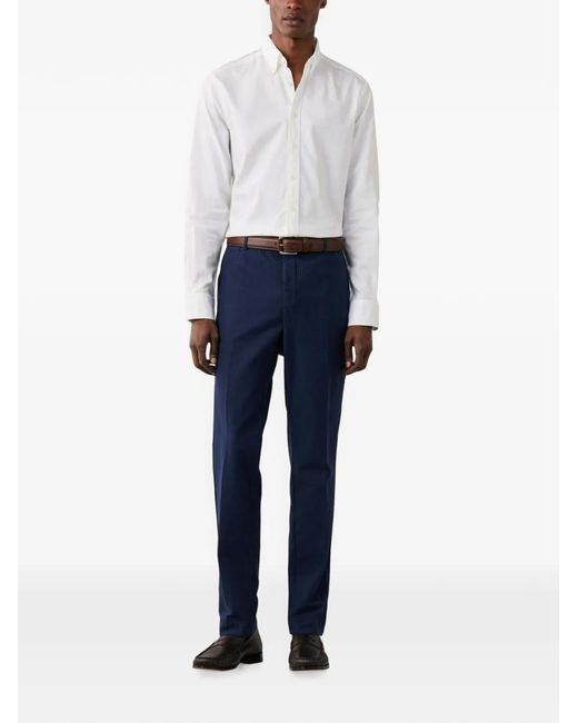 Hackett Blue Kensington Devon Buttoned Trousers for men