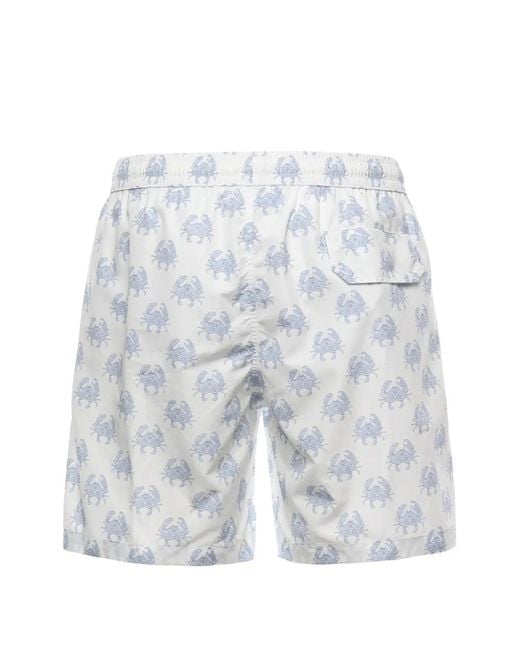 Eleventy White Crab-Print Swim Shorts for men