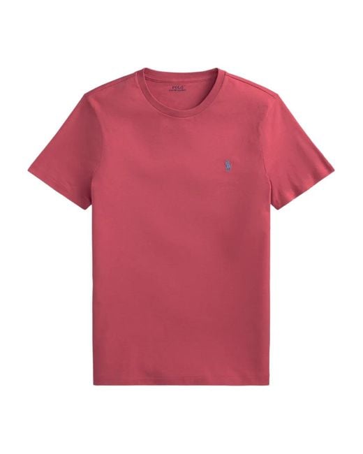 Polo Ralph Lauren Pink Embroidered Signature Crew Neck T-Shirt for men