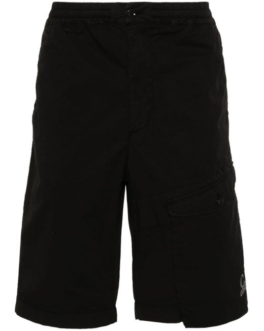 C P Company Black Logo-embroidered Cargo Shorts for men