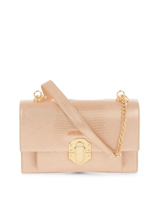 Moschino Natural Lizard-Effect Love Shoulder Bag