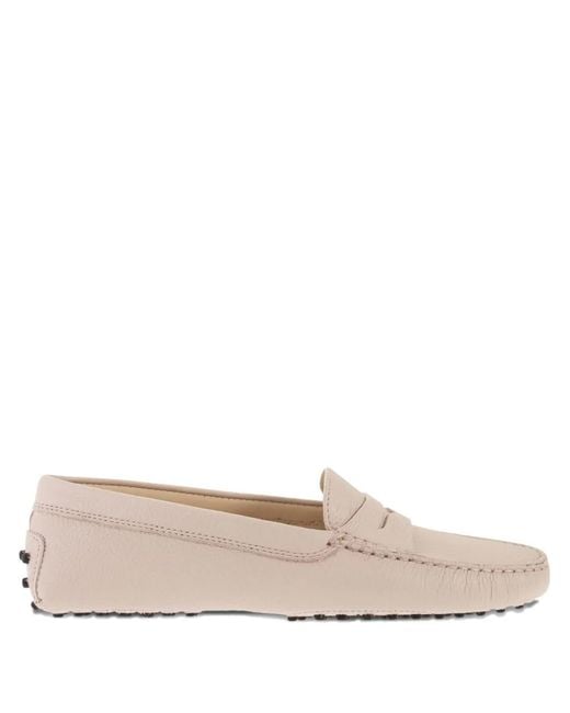 Tod's Pink Round-Toe Leather Loafers