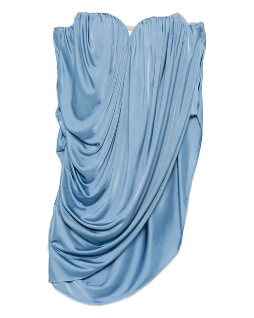 GIUSEPPE DI MORABITO Blue Draped Strapless Top