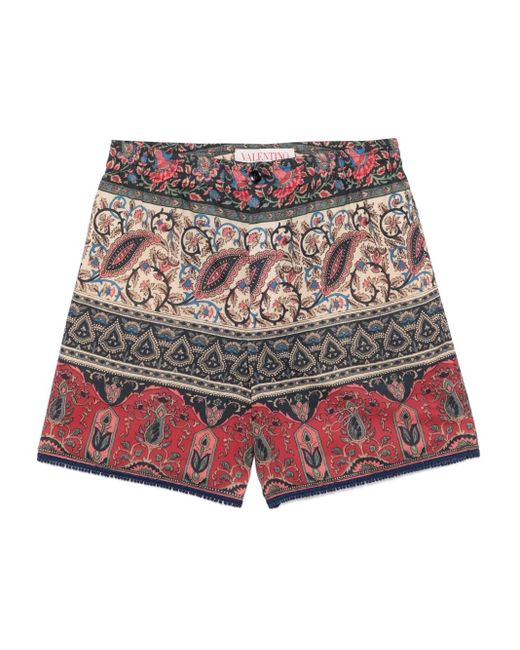 Valentino Garavani Red Voyage Imaginaire-Print Shorts for men