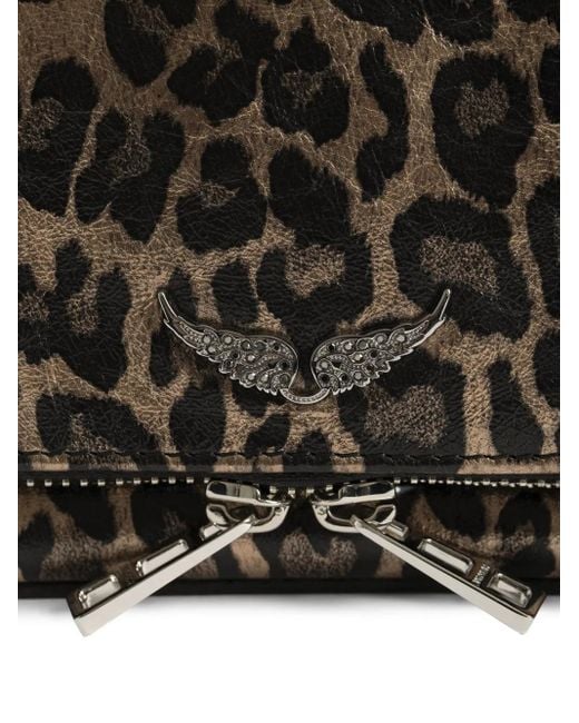 Zadig & Voltaire Black Rock Mini Metal Leopard Clutch