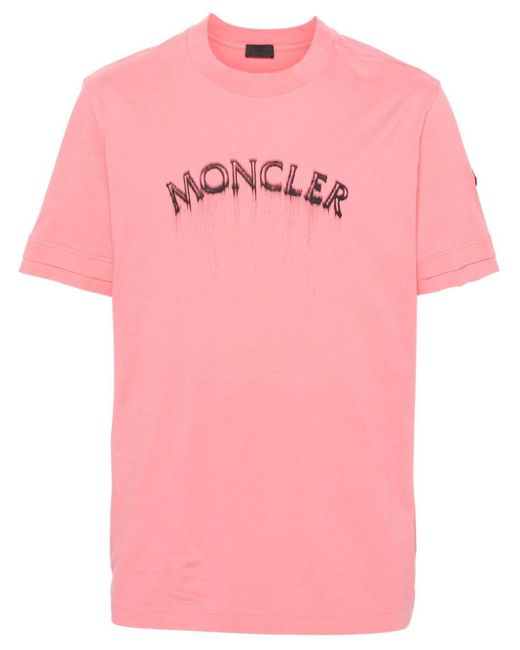 Moncler T-shirt Met Logoprint in het Pink voor heren