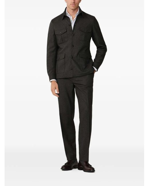 Hackett Black Herringbone-Pattern Jacket for men